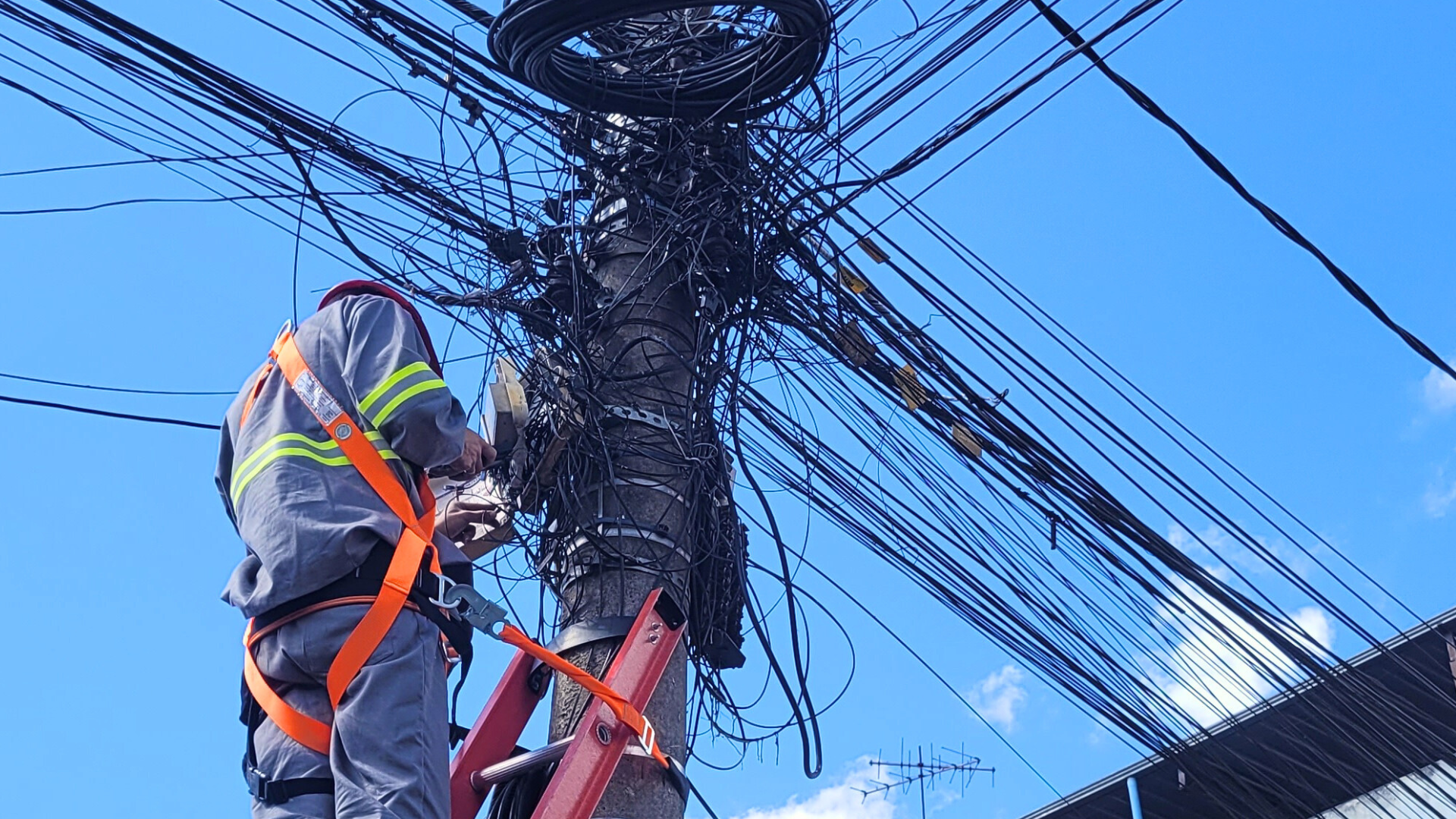 Agora é Lei: Cemig e empresas de telecomunicação poderão ser multadas por fios inutilizados ou desorganizados nos postes.