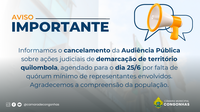 Cancelada a Audiência Pública sobre ações judiciais de demarcação de território quilombola em Congonhas