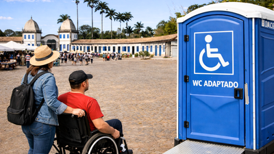 Eventos públicos e privados em Congonhas devem oferecer banheiros químicos adaptados para pessoas com deficiência