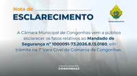 NOTA DE ESCLARECIMENTO – Acerca do Mandado de Segurança nº 1000091-73.2026.8.13.0180
