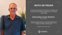 Nota de Pesar - Ex-vereador Sebastião Alves Batista - 12ª Legislatura (1993-1996)